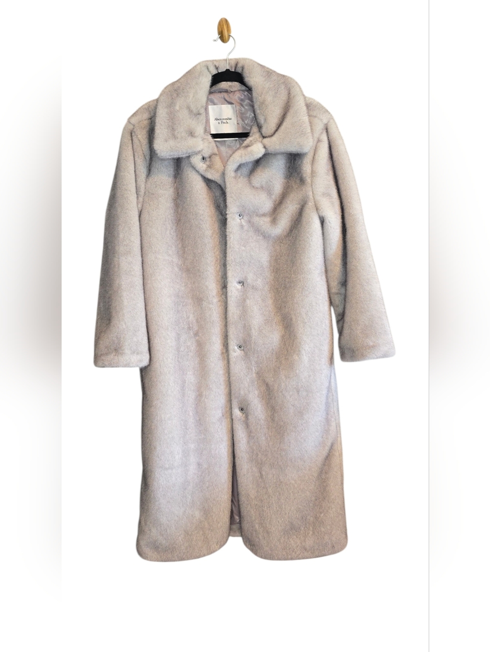 Abercrombie & Fitch Faux Fur Maxi Coat Size Small Gray NWOT - Picture 3 of 11